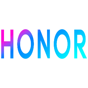 Honor brand logo in gradient blue and pink on white background