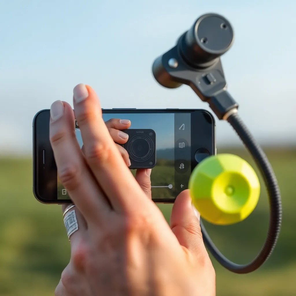 Close-up of hand repairing smartphone camera with tools on table