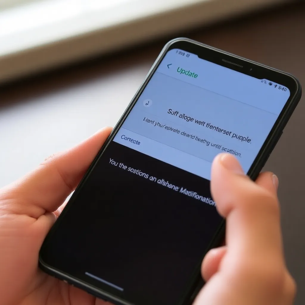 Close-up of hand repairing smartphone camera with tools on table