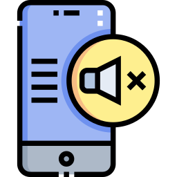 Icon of a smartphone with a speaker and a muted symbol