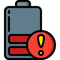Icon of a smartphone with a battery symbol showing low charge