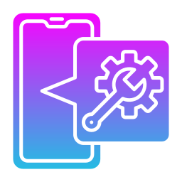 Icon of a gear with speed lines symbolizing quick mobile repairing